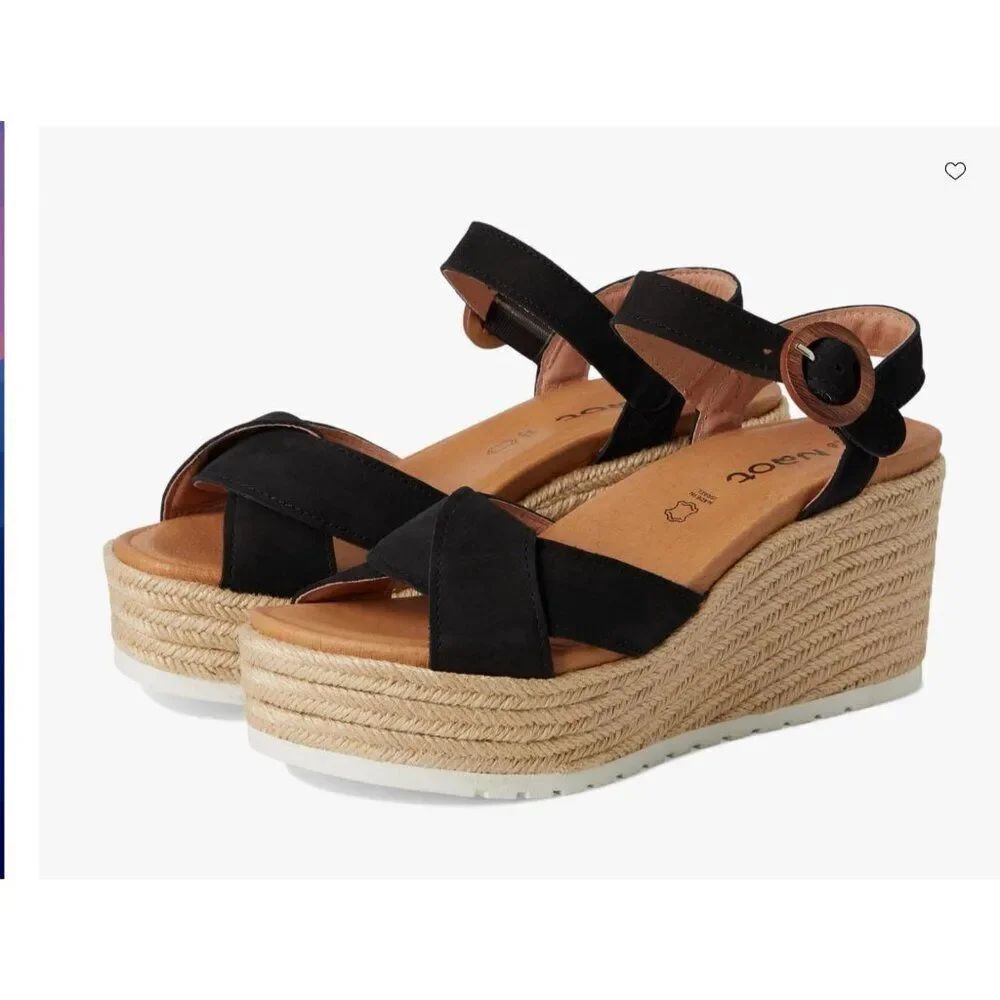 Naot Marbella Womens Espadrille Sandals EU 37 US 6 Black suede Ankle strap NWOB